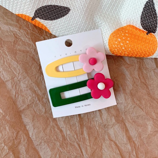 可愛花朵髮夾 撞色小花造型BB夾 瀏海夾 少女必備髮夾