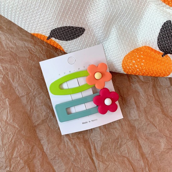 可愛花朵髮夾 撞色小花造型BB夾 瀏海夾 少女必備髮夾