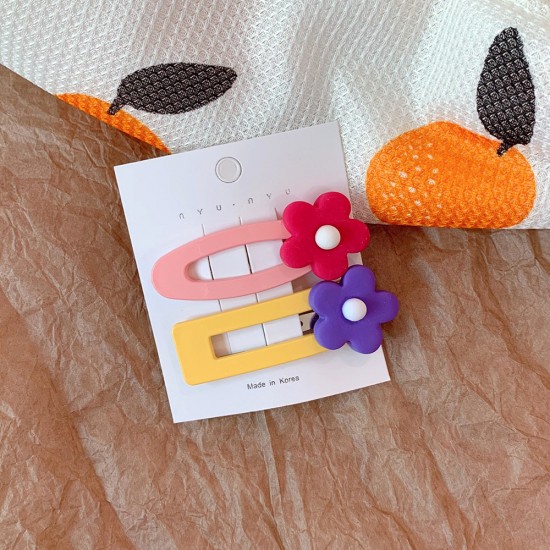 可愛花朵髮夾 撞色小花造型BB夾 瀏海夾 少女必備髮夾