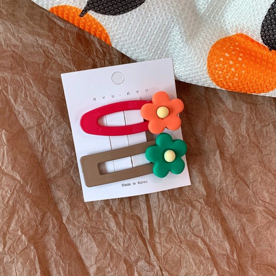 可愛花朵髮夾 撞色小花造型BB夾 瀏海夾 少女必備髮夾