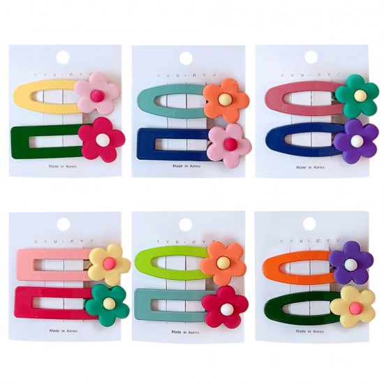 可愛花朵髮夾 撞色小花造型BB夾 瀏海夾 少女必備髮夾