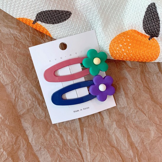 可愛花朵髮夾 撞色小花造型BB夾 瀏海夾 少女必備髮夾