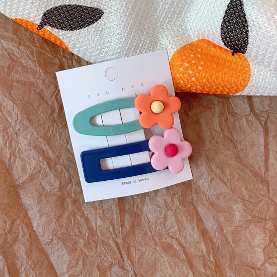 可愛花朵髮夾 撞色小花造型BB夾 瀏海夾 少女必備髮夾
