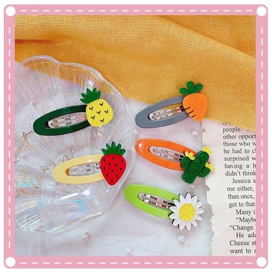 小清新水果造型BB夾 壓克力水滴瀏海夾 創意水果造型髮夾