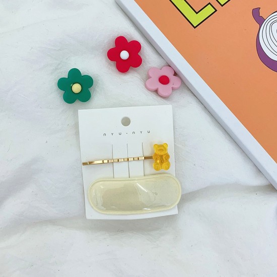 可愛小熊軟糖造型髮夾 糖果色BB夾 小熊造型一字夾 瀏海夾