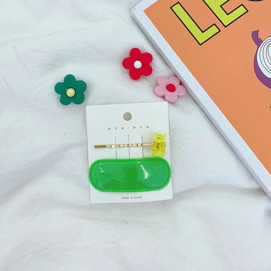 可愛小熊軟糖造型髮夾 糖果色BB夾 小熊造型一字夾 瀏海夾