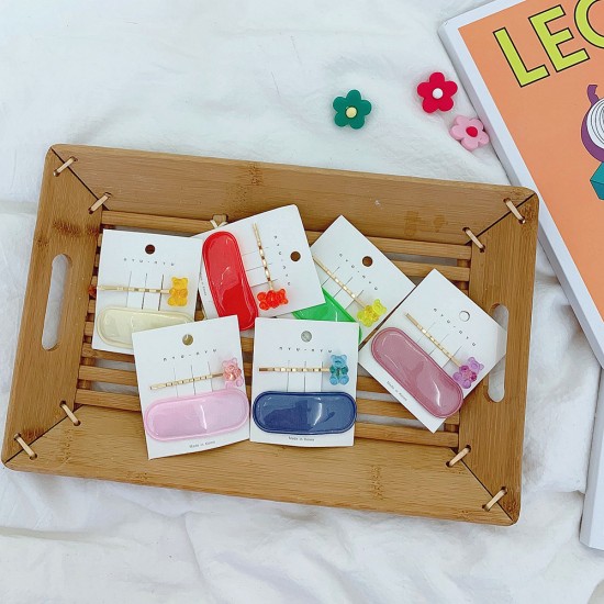 可愛小熊軟糖造型髮夾 糖果色BB夾 小熊造型一字夾 瀏海夾