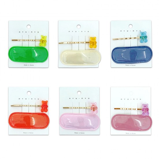 可愛小熊軟糖造型髮夾 糖果色BB夾 小熊造型一字夾 瀏海夾