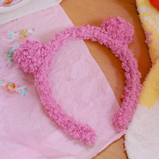 毛絨百搭造型髮箍 簡約造型洗臉髮箍 可愛熊耳朵造型髮箍