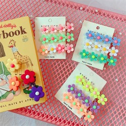 可愛馬卡龍小花朵一字夾 小清新花朵瀏海髮夾 多色造型髮夾 夾子