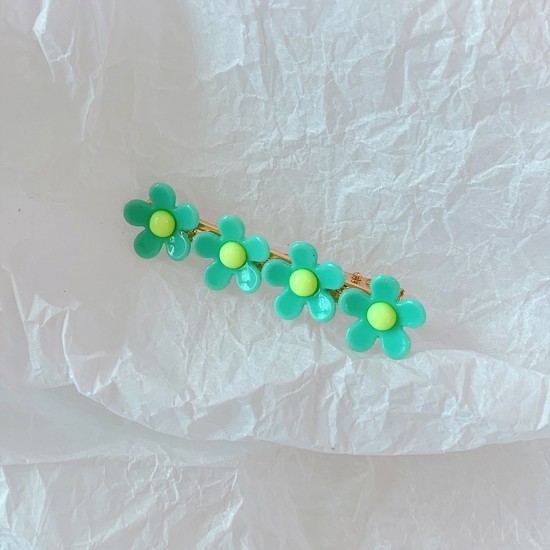 可愛馬卡龍小花朵一字夾 小清新花朵瀏海髮夾 多色造型髮夾 夾子