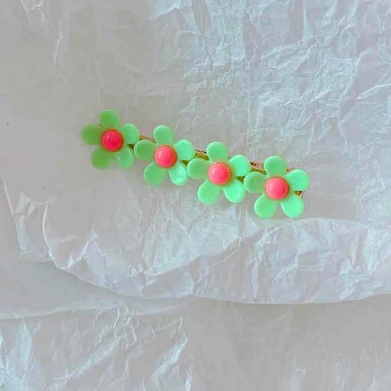 可愛馬卡龍小花朵一字夾 小清新花朵瀏海髮夾 多色造型髮夾 夾子