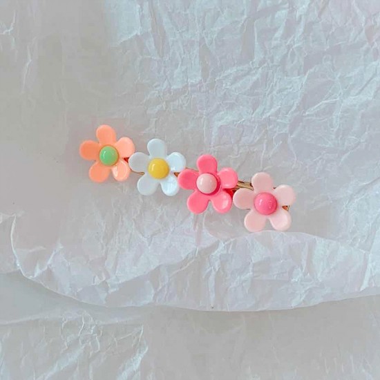 可愛馬卡龍小花朵一字夾 小清新花朵瀏海髮夾 多色造型髮夾 夾子