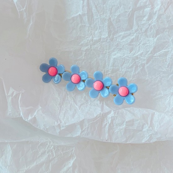 可愛馬卡龍小花朵一字夾 小清新花朵瀏海髮夾 多色造型髮夾 夾子