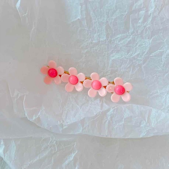 可愛馬卡龍小花朵一字夾 小清新花朵瀏海髮夾 多色造型髮夾 夾子