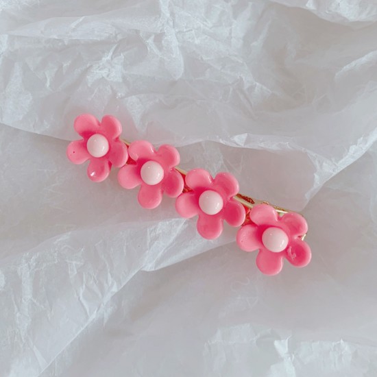 可愛馬卡龍小花朵一字夾 小清新花朵瀏海髮夾 多色造型髮夾 夾子