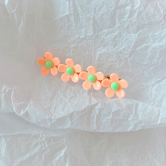 可愛馬卡龍小花朵一字夾 小清新花朵瀏海髮夾 多色造型髮夾 夾子