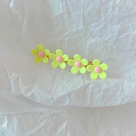 可愛馬卡龍小花朵一字夾 小清新花朵瀏海髮夾 多色造型髮夾 夾子