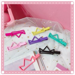 糖果色鏤空造型鴨嘴夾 創意兔耳愛心皇冠螢光色瀏海夾 髮夾