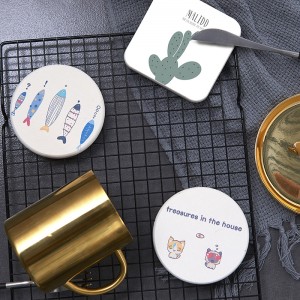 矽藻土超吸水防滑杯墊 浴室必備 印刷杯墊 洗漱用品防滑墊 珪藻土