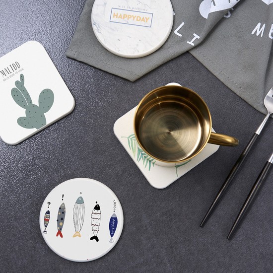 矽藻土超吸水防滑杯墊 浴室必備 印刷杯墊 洗漱用品防滑墊 珪藻土