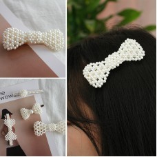 造型珍珠髮夾 珍珠蝴蝶結造型瀏海夾 一字夾 珍珠蝴蝶結髮夾 夾子