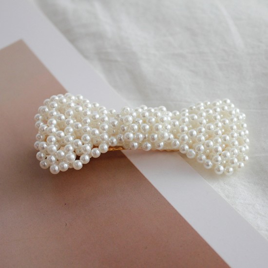 造型珍珠髮夾 珍珠蝴蝶結造型瀏海夾 一字夾 珍珠蝴蝶結髮夾 夾子