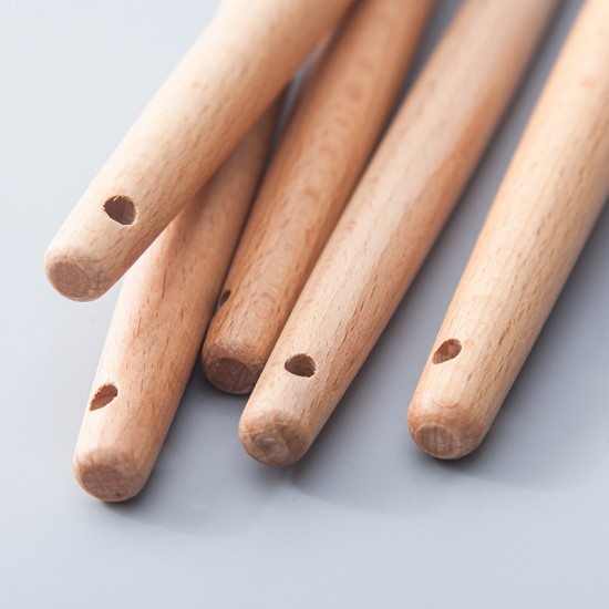 耐高溫矽膠木柄餐具組 廚房必備刮刀打蛋器油刷湯勺漏勺組合