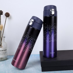 簡約星空彈跳杯蓋保溫杯 500ML創意漸層色304不鏽鋼保溫杯 環保保溫杯