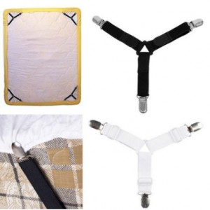 簡約床單固定器 桌布防滑固定器 鬆緊帶床單三頭固定夾 4件組