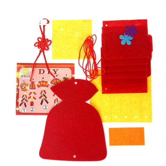 DIY不織布鞭炮吊飾 新春DIY材料包 中國風布置吊飾 新春過年必備