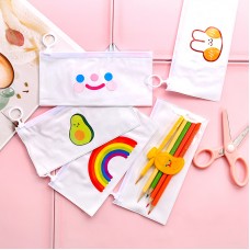 可愛白色文件袋 創意可愛圖案文具收納袋 筆袋 文件整理收納袋