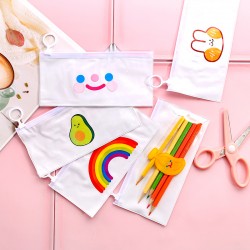可愛白色文件袋 創意可愛圖案文具收納袋 筆袋 文件整理收納袋