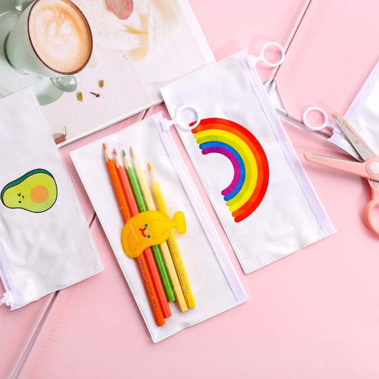 可愛白色文件袋 創意可愛圖案文具收納袋 筆袋 文件整理收納袋