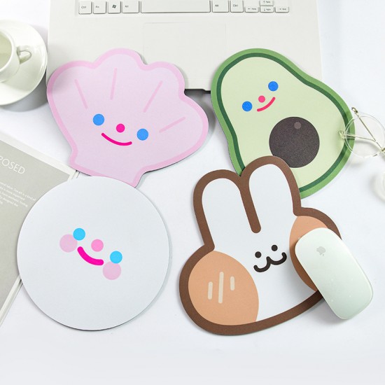 可愛造型滑鼠墊 笑臉酪梨貝殼兔子滑鼠墊 創意造型滑鼠墊 電腦周邊
