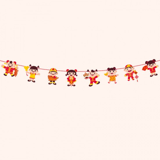 春節布置裝飾拉旗 創意造型紙質拉旗 新春必備裝飾用品 商場店面布置吊飾