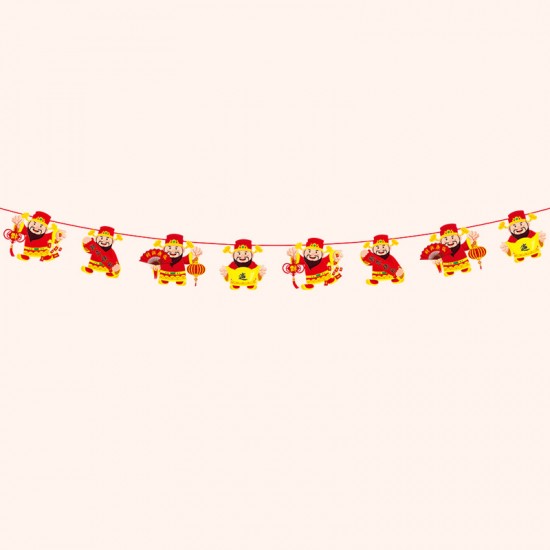 春節布置裝飾拉旗 創意造型紙質拉旗 新春必備裝飾用品 商場店面布置吊飾