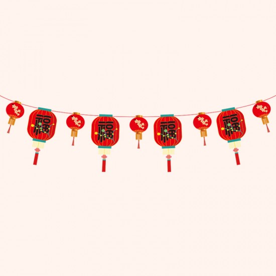 春節布置裝飾拉旗 創意造型紙質拉旗 新春必備裝飾用品 商場店面布置吊飾