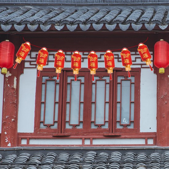 春節布置裝飾拉旗 創意造型紙質拉旗 新春必備裝飾用品 商場店面布置吊飾