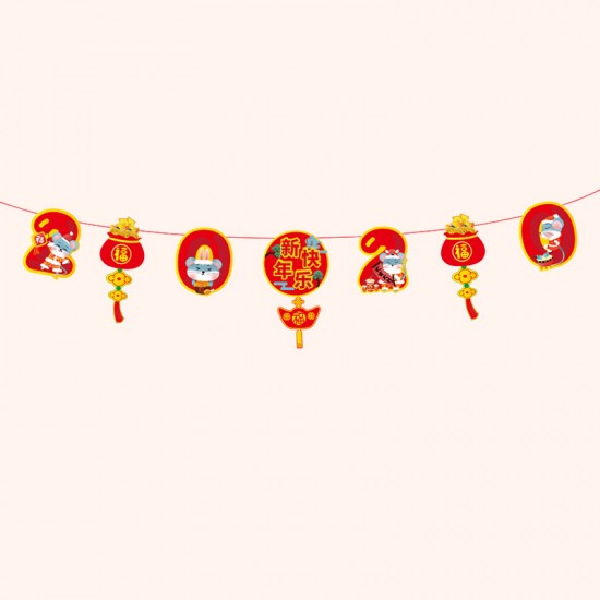 春節布置裝飾拉旗 創意造型紙質拉旗 新春必備裝飾用品 商場店面布置吊飾