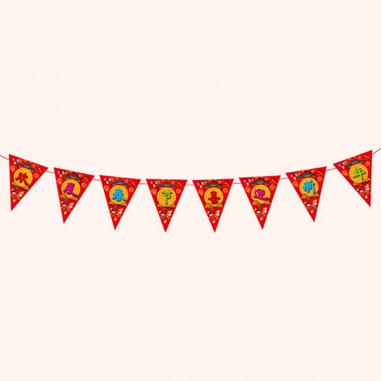 春節布置裝飾拉旗 創意造型紙質拉旗 新春必備裝飾用品 商場店面布置吊飾