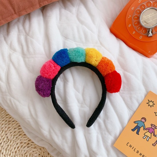 百搭彩色毛球髮箍 可愛造型洗臉束髮帶 毛毛球造型髮箍 髮圈