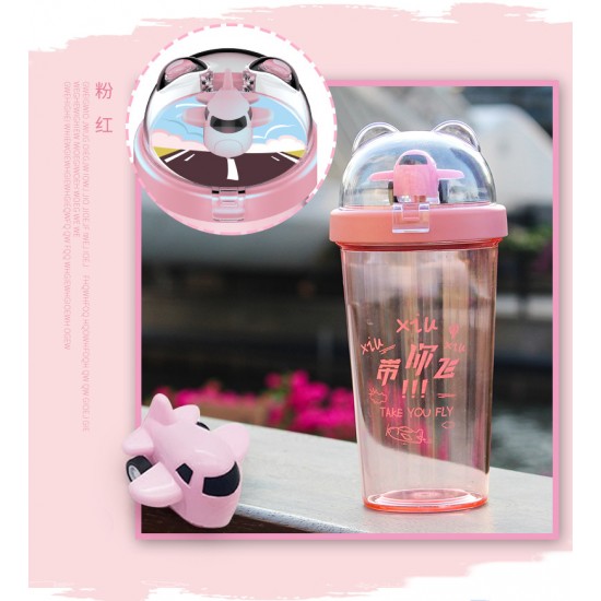 創意飛機隨手杯 學生塑膠水壺 創意飛機玩具水壺