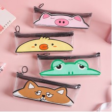 動物園透明筆袋 可愛動物圖案文具袋 小清新文具收納袋