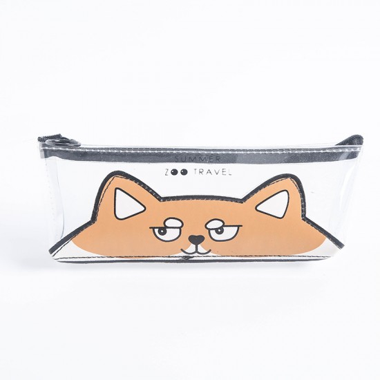動物園透明筆袋 可愛動物圖案文具袋 小清新文具收納袋