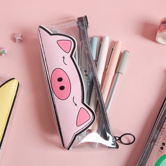 動物園透明筆袋 可愛動物圖案文具袋 小清新文具收納袋