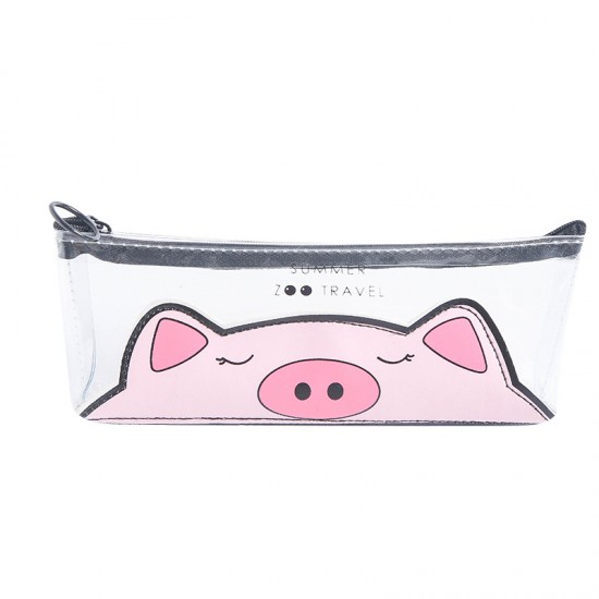 動物園透明筆袋 可愛動物圖案文具袋 小清新文具收納袋