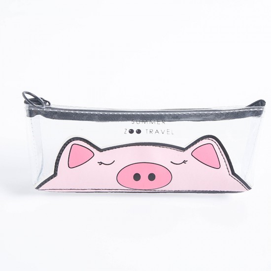 動物園透明筆袋 可愛動物圖案文具袋 小清新文具收納袋