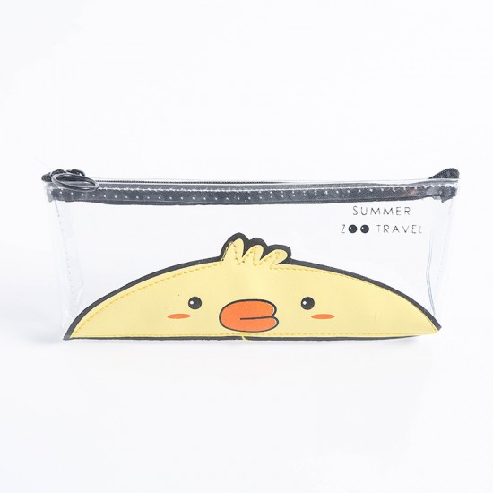 動物園透明筆袋 可愛動物圖案文具袋 小清新文具收納袋
