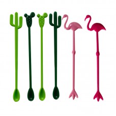 可愛造型攪拌棒 創意仙人掌紅鶴造型攪拌棒 繽紛攪拌棒 6支裝